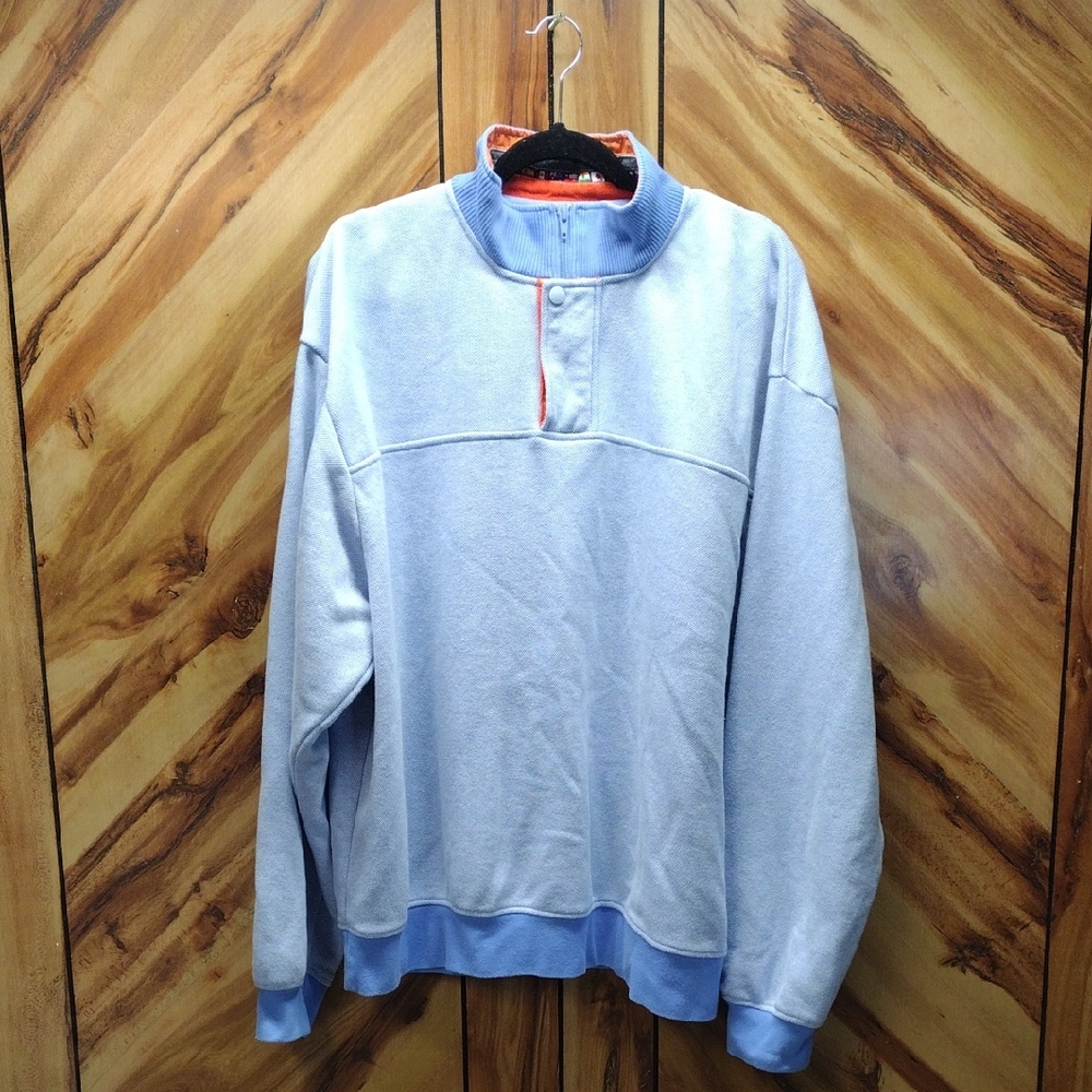 Orvis Pullover Men's Blue 1/4 Zip Sweatshirt Long Sleeve Sweater Size XXL
